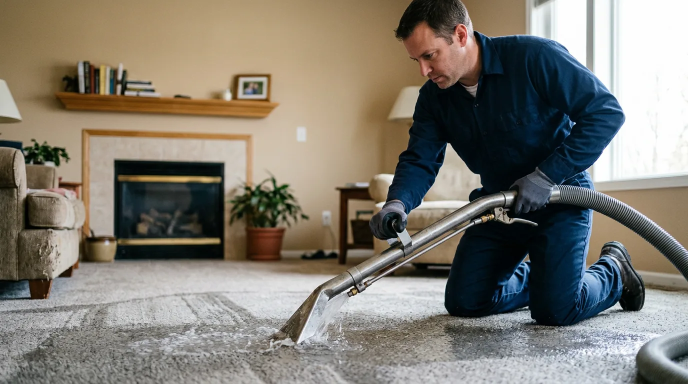Water damage restoration technician working near Dana, IA